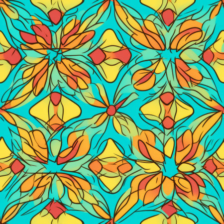Seamless pattern with mandalas in retro style. Vector illustration.の素材