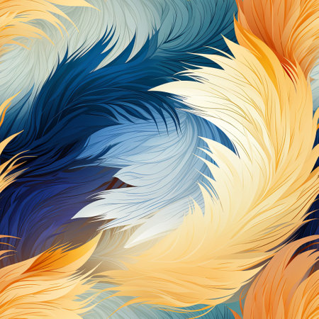 Seamless pattern with stylized feathers. Colorful vector background.の素材
