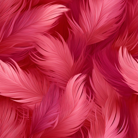 Seamless pattern of pink feathers in the form of a squareの素材