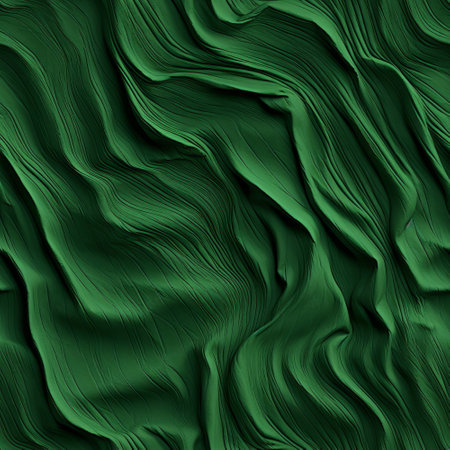 Green wavy background, 3d rendering. Computer digital drawing.の素材
