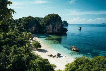 Tropical beach with white sand and turquoise water in Thailandの素材