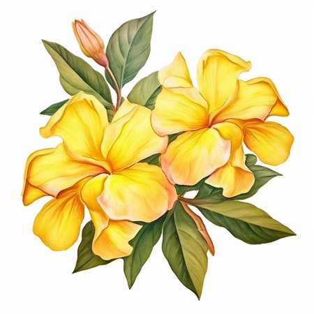 Bouquet of yellow flowers isolated on white background. Watercolor illustration.の素材