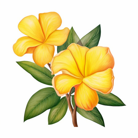 Plumeria flowers isolated on a white background. Vector illustration.の素材