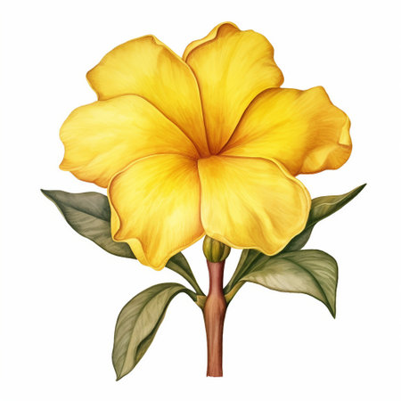 Yellow flower isolated on white background. Watercolor hand drawn illustration.の素材