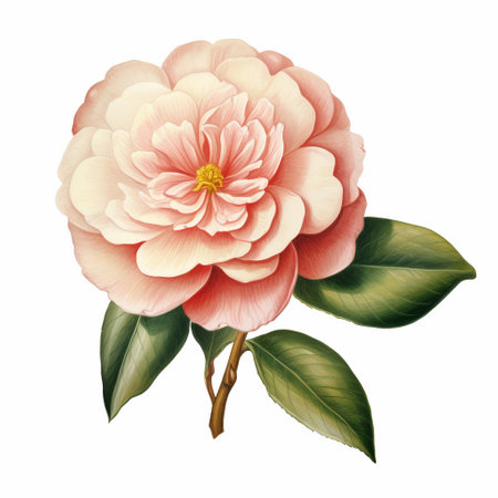 Camellia flower isolated on white background. Watercolor illustrationの素材