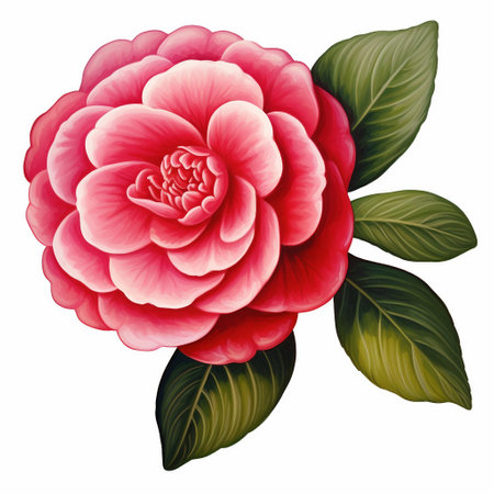 Camellia flower isolated on white background. Vector illustration.の素材