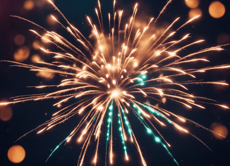 Colorful fireworks on black sky background for celebration new year and merry christmasの素材