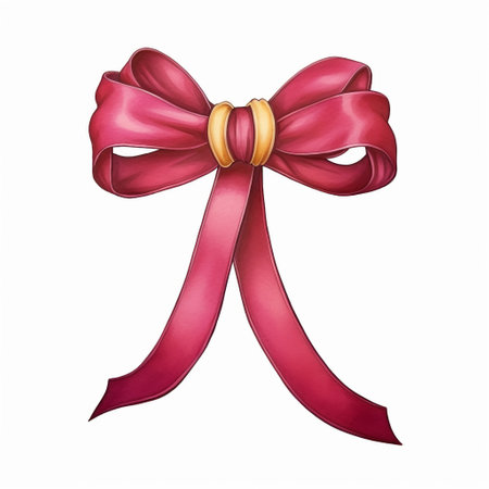 Beautiful red ribbon bow isolated on white background. Vector illustration.の素材