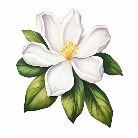 Magnolia flower isolated on white background. Watercolor hand drawn illustrationの素材