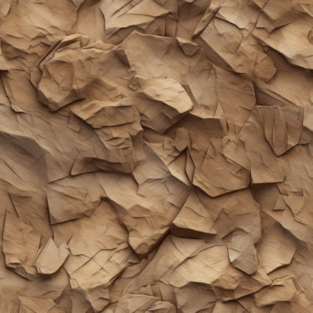 close up of a brown crumpled paper as background or textureの素材