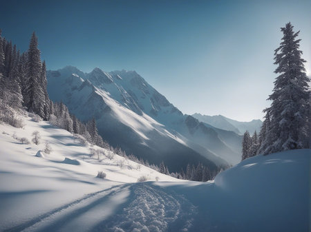 Winter in the swiss alps (Schweiz, Switzerland)の素材