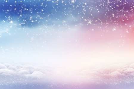 Winter landscape with snow and snowflakes. Christmas and New Year background.の素材