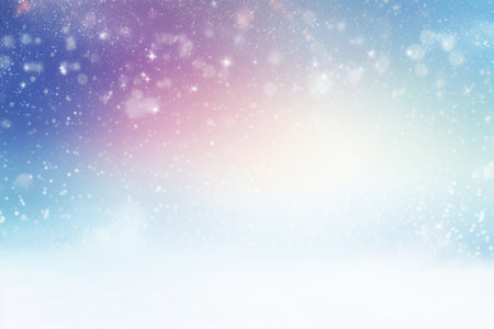 Winter background with snowflakes and bokeh lights. Vector illustration.の素材