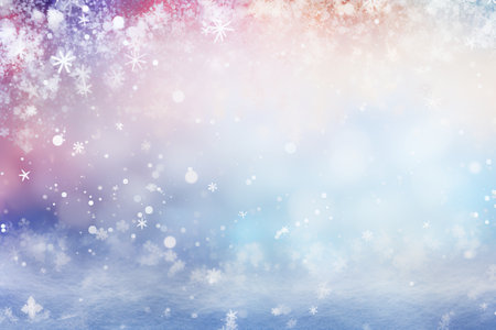 Winter background with snowflakes and bokeh lights. Christmas background.の素材