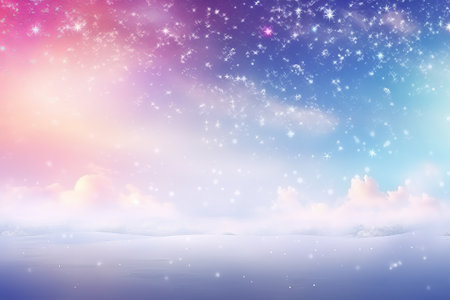 Winter background with snow and snowflakes in pastel colors.の素材