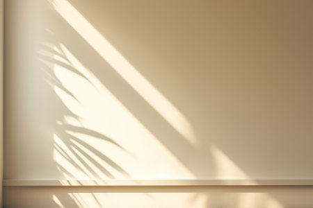 Shadow of palm leaf on a beige wall. 3d renderingの素材