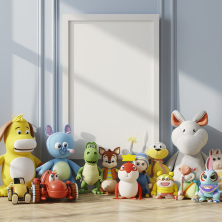 Mock up poster frame in children's room, 3d renderの素材