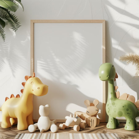Mock up frame in children room interior background, 3d renderの素材