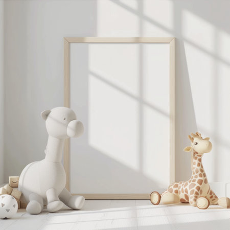 Mock up frame in children room interior background, 3D renderingの素材
