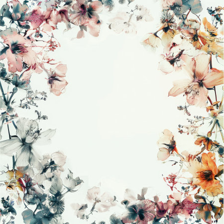 floral background: flowers of sakura, cherry blossom, hibiscusの素材