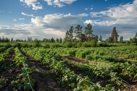 Potato harvest on the field with old grunge paper texture.の素材