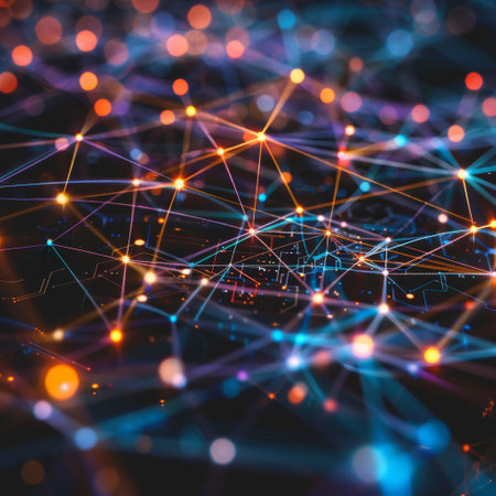 3d rendering of abstract technology digital background with connection lines and dotsの素材