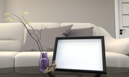 Frame on table. 3D rendering