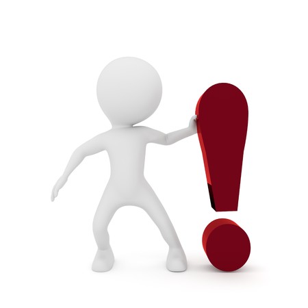 Red exclamation mark stickman 3dの写真素材