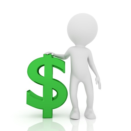 White people with dollar sign. Businessman concept on white background. 3D renderingの写真素材