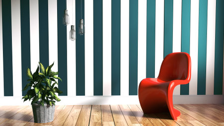 Living Room Scandinavian Style. 3D renderingの写真素材