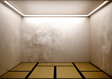 Room japanese with tatami mat design . 3D renderingの写真素材