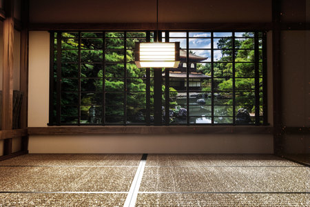 Japanese empty room tatami mat Designing the most beautiful. 3D renderingの写真素材