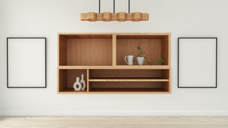 cabinet in modern empty room Japanese style,minimal designs. 3D renderingの写真素材