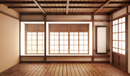 interior design,Japanese living room family very luxury.3D renderingの写真素材