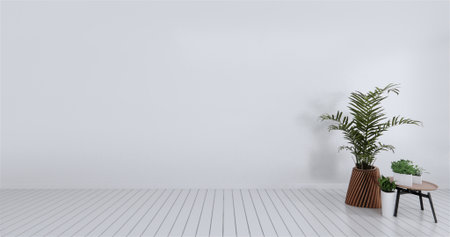 mock up empty room white wall background. 3d rendering