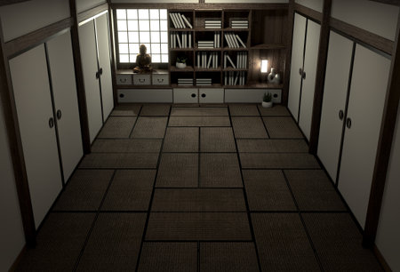original room japanese style, Showa era , Design with the best Japanese room designers.3D renderingの写真素材