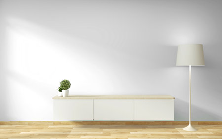 Mock up TV cabinet and display with room minimal design and decoraion japanese style. 3d renderingの写真素材