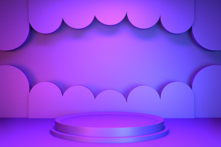 gradients purple and blue abstract podium showcase. 3D renderingの写真素材