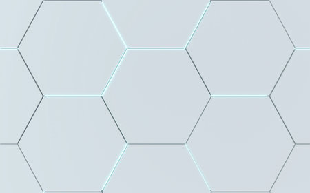 futuristic concept hexagon white abstract showcase. 3D rendering