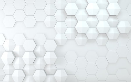 futuristic concept hexagon white abstract showcase. 3D rendering
