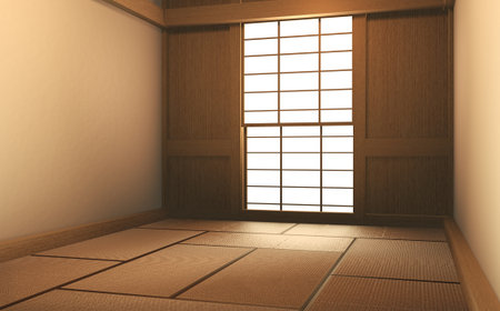 Interior mock up Japan Room Design Japanese-style and the white backdrop provides a window for editing. 3D renderingの写真素材
