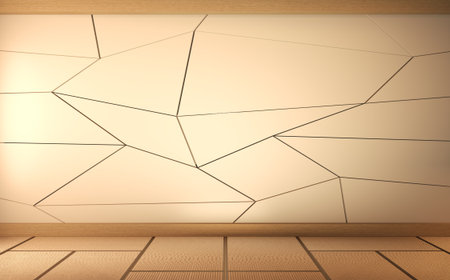 Scene mock up empty room with wall design.3D renderingの写真素材