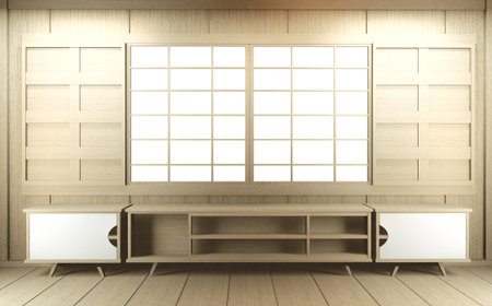 Interior mock up Japan Room Design Japanese-style and the white backdrop provides a window for editing. 3D renderingの写真素材