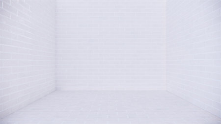 Empty - Living Room white brick wall Loft Style Interior Design. 3D Renderingの写真素材