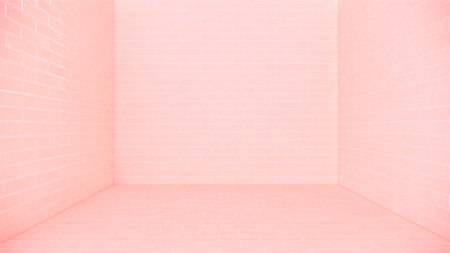 pink brick floor and brick wall background. 3D renderingの写真素材