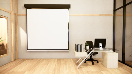 Office business - beautiful japanroom meeting room and conference table, modern style. 3D rendering