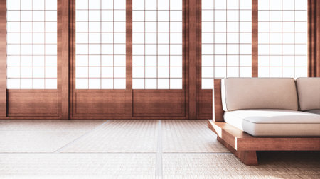 Sofa japanese style on room  japan and the white backdrop provides a window for editing.3D renderingの写真素材