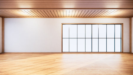 Large hall interior design, Big room  japanese style interior mock up. 3D renderingの写真素材