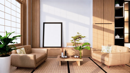 Sofa japanese style on room  japan and the white backdrop provides a window for editing.3D renderingの写真素材
