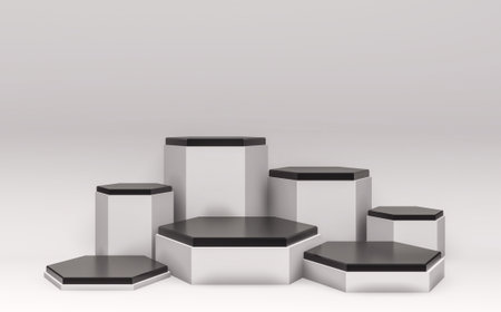 white luxury podium show cosmetic product geometric form cylinder podium. 3D renderingの写真素材